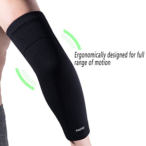 [Armstulpe] FREETOO Konpression unterarmbandage gestricktes Ellbogenbandage für Basketball Tennis und Badminton Arm Sleeve für Damen und Herren ist beide Arm gültig - 3