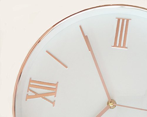 12 Zoll (30cm) Modern Nicht-tickende Lautlos Rund Wanduhr Wand Uhr – Rosegold (Römische Ziffern) - 4