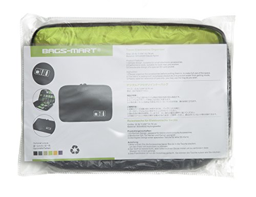BAGSMART Universaltasche Elektronikzubehör Aufbewahrungstasche für Energy-Banks, USB Drive Shuttle, Kabel Grün - 7