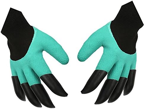 JZDCSCDNS Garden Gloves Anti-scratch Waterproof Non-slip Wear-resistant Anti-bacteria Tear-resistant Hand Protection Planting Dig Soil Carding Elastic Cuffs Latex Coating 8 ABS Paws Hemp Fabrics 24 * 12cm