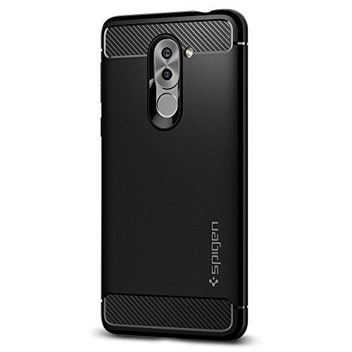 Huawei Honor 6X HÃ¼lle, SpigenÂ® [Rugged Armor] Karbon Look [Schwarz] Elastisch Stylisch Soft Flex TPU Silikon HandyhÃ¼lle Schutz vor StÃ¼rzen und StÃ¶ÃŸen SchutzhÃ¼lle fÃ¼r Huawei Honor 6X (2017) / GR5 2017 / Huawei Mate 9 Lite Case Cover Black (L12CS21415)