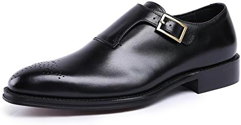 HN Shoes Men's Formal Business Wedding Black Leather Shoes Pointed Toe Buckle Oxford Slip On Brown for Men Party Size 38-44, black, EUR 44/UK 11
