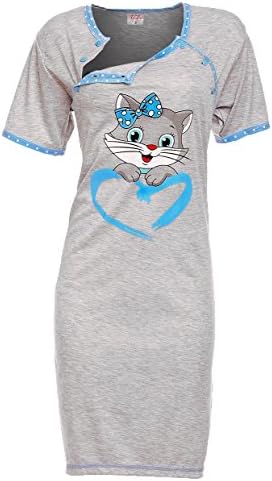 Happy Mama. Women's Maternity Nursing Breastfeeding Nightdress Shirt Gown. 892p (Turquoise, UK 8/10, M)