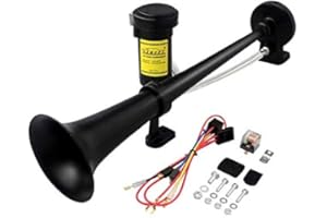 GAMPRO 12V 150db Air Horn, 45cm Chrome Zinc Unique trompette Camion Air Horn avec compresseur pour tous les véhicules 12V Camions Lorrys Trains Bateaux Voitures
