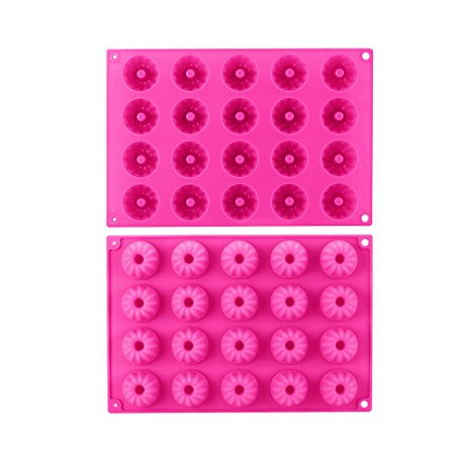 HENGSONG 20er Mini Gugelhupf Backform Silikon Gugelhupfform 30x20x2.3cm, Rosa - 4