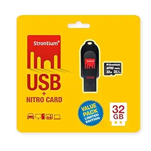 Strontium 32GB USB and 32GB Nitro MicroSD 85MBPS- Pack of 2