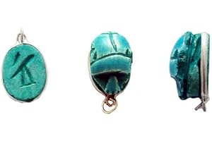 HORUS ARTESANÍA DE EGIPTO Pendentif scarabée en pierre serti d'argent fait à la main au Louxor Amulette porte-bonheur de l'Egypte ancienne