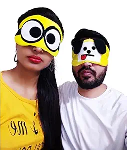 JUZZII Velvet Super Soft & Smooth Sleep Eye Mask Shades for Men-Women, Girls-Boys, Kids - (Pack of 2 ) Couple Mask Set-9-10