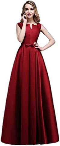 women's wedding party dress evening bridal bridesmaids birthday prom satin gown v neck slim banquet sleeveless bandage long dresses . red . us20
