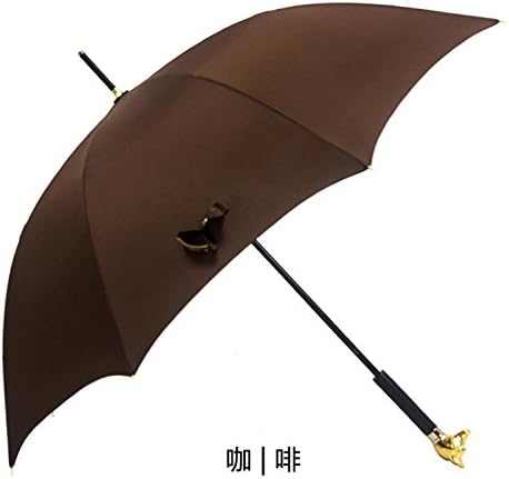 Fox Head Owl, Phoenix Head Shape, Show Umbrella, High-Grade Long Handle Straight Handle Umbrella, Metal Head Handle Umbrella,Silver Fox Head [1.1 M Coffee]