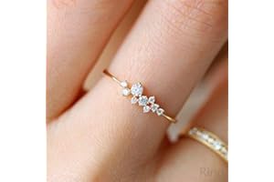 LADAYPOA Simple 18k Gold Color Rings for Teen Girls Class Heart White Sapphire Studded Eternity Wedding Ring 925 Sterling Silver Engagement Stackable Diamond Rings Women Fashion Jewelry