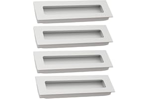 BOZONLI 4pcs Tirador Puerta Corredera, Tiradores Empotrados, Tiradores Ocultos de Aleación de Aluminio para Puertas Correderas y Armarios (140 × 42 mm)