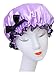 Moolecole Fashion Women's Bow-knot Waterproof Double Layer Shower Cap Big Polka Dots Printed Elastic Band Bathing Cap Spa Shower Hat Purple
