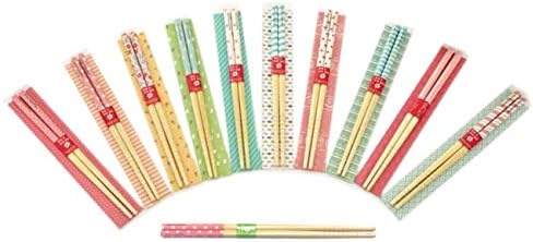 Lagiwa - Lot de 10 paires de baguettes en bambou assortis avec décorations style japonais