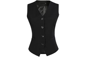 ORANDESIGNE Gilet da Tailleur da Donna Gilet da Completo Scollo a V Orlo a Fazzoletto Chiusura Bottoni Gilet con Monopetto Casual Vest in Tinta Unita Formale Retro Stile Business