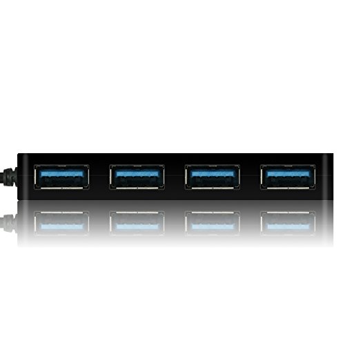 Atolla 4 Port USB 3.0 Hub Ultra Slim Extra Mini USB 3 Extender SuperSpeed Datenübertragung für Handy Apple MacBook Air MacBook Pro Mac Mini iMac MacPro Windows Laptop PC und weiteren USB Geräten(Schwarz) - 4