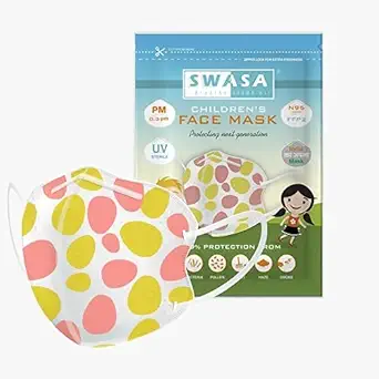 SWASA - Breathe clean air PM FFP2 Certified N95 Mask Without Valve for Child , 0.3m, Pack of 4 (Colorful)