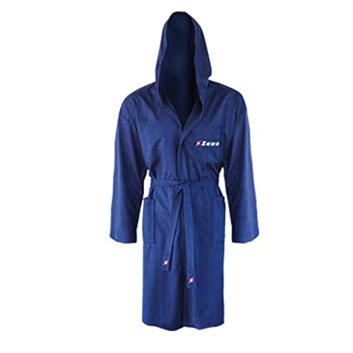 Preisvergleich Produktbild Zeus Herren Bademäntel für Schwimmbad Mit Kapuze Badejacke Saunamantel ACCAPPATOIO MICROFIBRA BLAU (L / XL, BLAU)