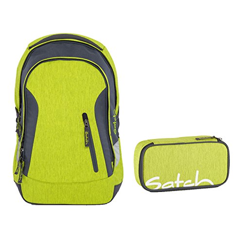 Preisvergleich Produktbild Satch SLEEK Ginger Lime 2er Set Schulrucksack + Schlamperbox