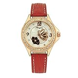 IG Invictus Ledergürtel Uhr Mode Frauen Uhren Damen Strass Fall Armbanduhr Uhr RUIJIU Butterfly Belt Uhrenetui ZYBFLS 23 Der Gürtel Uhr rote Schleife.