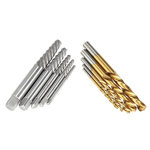 KKmoon 10.tlg Cobalt Linke Hand Bohrer/ Gebrochene Bolt Beschädigte Schraube Extractor Set, Verschiedene Größen mit Metallgehäuse - 5