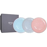 TOKYO design studio, Star Wave, Juego de 3 Platos, 3 Piezas, diámetro 20.6 cm, Porcelana de Japón