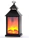 Produktbild HomeBerry 36cmH Dekorative schwarze Kamin-Effekt-Laterne Metal LED Candle Lantern Battery Operate LED Table Lamp Christmas Decoration Lantern Kerzenhalter, Lampe, batteriebetriebene hängende und / oder sitzende Laterne für Innen- oder Gebrauch im Freien