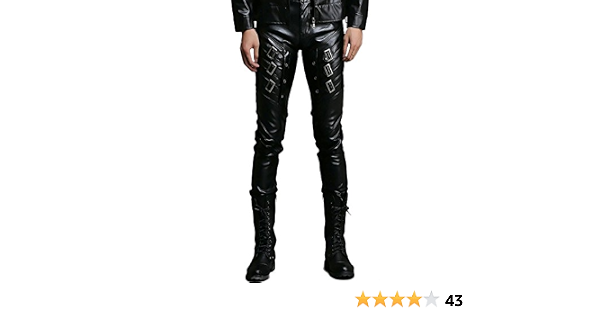 Idopy I Pantaloni di Pelle di Patchwork Punk di Rock dell'uomo : Amazon.it:  Abbigliamento