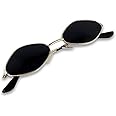 ARICKS Unisex-adult Vintage Diamond Shape Cateye Non-Polarized Sunglasses Small Metal Frames Designer Black Aesthetic Glasses (Small)