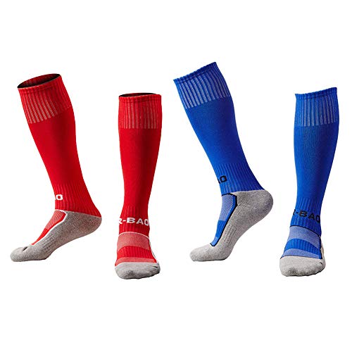 Chaussette Football Longues et Confortables pour Enfants Chaussettes de Football Respirantes et élégantes pour garçons et Filles de 6 à 10 Ans, Taille EU 33-37 (2 Paires)