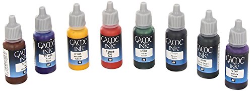 3XVallejo Game Color Games Ink Acrylic Paint Set - Assorted Colours (Pack of 8)