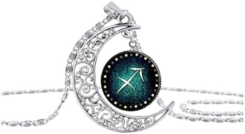 Axibi Fashion Women Girl 12 Constellations Moon Rhinestone Necklace Pendant Jewelry (Sagittarius)
