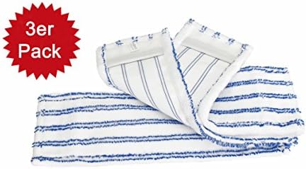 Microfibre Mop for Domestic or Commercial Use, Wiping Cloths for 40 cm Mop Holders, with Abrasive Strips, Professional Striped Case Covers, Pack of 3