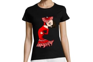 latostadora Camiseta Manga Corta Bailarina Flamenca para Mujer - 100% Algodón Natural - Regalos con Diseños Originales - Camiseta Estampado Divertido - Ref. 1336739-P