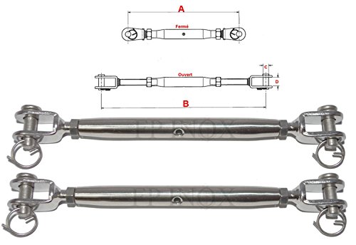 Ridoir M4 Chape Terminaison Chape 105 mm ( Lot de 2 ) inox 316 - A4