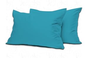 MistyMorning Pillow Cases 2 Pack Soft & Premium Quality Bedding & Linen, Egyptian Cotton 200 Thread Count, Breathable & Envelope Closure in Standard Size (50x75+15 cm) (Teal, Pack of 2)