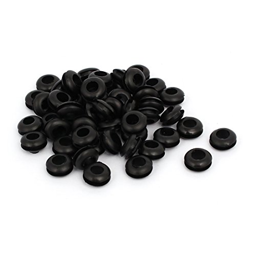 sourcing map Pasamuros de Goma de Cable eléctrico cableado Negro 50pcs Interior de 6mm de diámetro