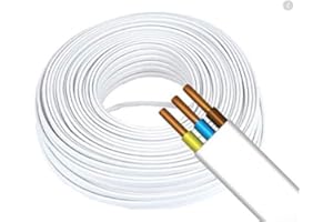 MEGAA STORE Flach Weiß Feuchtraumkabel Kabel Leitung YDY NYM-J 3 x 1,5mm | Elektrokabel Stromkabel (20m)