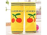 AHIMITSU Cherry Pattern Toddler Crawling Elbow Warmers Pads Crawling Kneepads for Baby (Yellow)