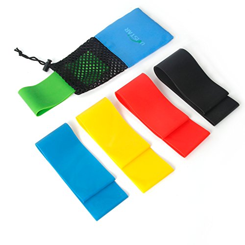 Widerstandsbänder Beine / Fitnessbänder Gummi Ring / 5er Set Stark Gymnastikbänder / übungsband Therabänder Kraftsport für Beine und Arme Ideal für Reha Physiotherapie Pilates Yoga Crossfit zu Hause Training oder im Freien - 4