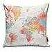 Produktbild Explore Colorful Watercolor World Map With Cities Throw Pillow Cover Square New Living Series Decorative Throw Pillow Case Double Side Design 18" X 18" Family Indoor Sofa Car