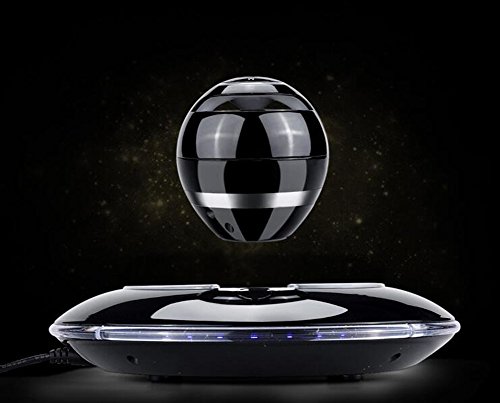 Preisvergleich Produktbild RQINW Portable Mini Wireless Bluetooth Lautsprecher Stereo Magnetische Suspension Verstärker UFO Rotation,Black