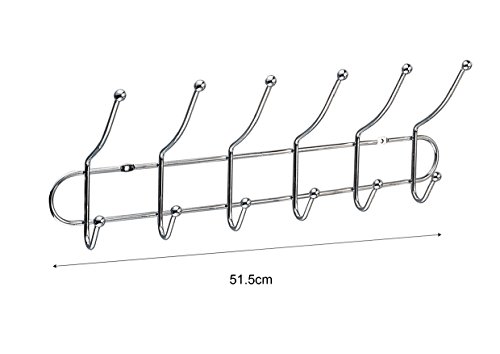 TOPSTAR Wandgardrobe mit 6 Haken, 50 cm, verchromte Gardrobenleiste, Raumsparwunder, Gardrobenhaken, silber, Abstellraum, Kinderzimmer, Flur, Schlafzimmer Küche - 2