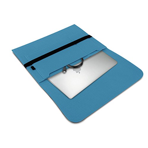 kwmobile Laptoptasche Filz Sleeve für 15″ 15,6″ Laptop / Ultrabook – Notebook Tasche Schutzhülle Laptop Case Hülle in Blau mit Innentaschen Innenmaße: ca. 41,5 x 31 cm - 6