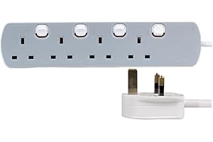 PRO ELEC PELB1767 4 Gang Individually Switched Extension Lead Grey, 5m