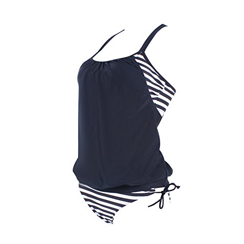 FeelinGirl Damen Tankini Bikini Set Streifen Badeanzug Swimsuit - 2