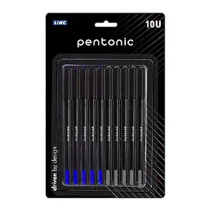 Pentonic Linc Ball Point Pen (0.7 mm, Black & Blue Ink,Blister Pack of 10) (LNPTPCS10BP)