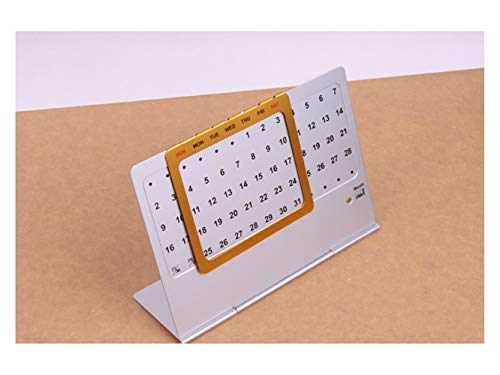 Preisvergleich Produktbild Kalender Aluminium Kalender Stand Alone Tischkalender Monatlicher Kalender für Büro (Silber + Gelb)