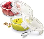 Treo By Milton Store Fresh Round Glass Storage Container Set, 380 ml, Set of 2, Transparent