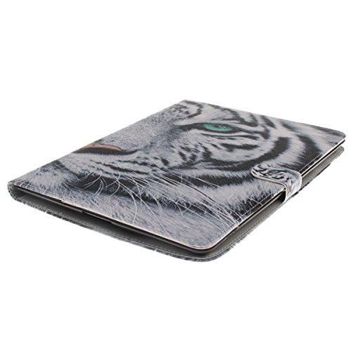 iPad 4 Lederhülle – Felfy Slim Full Body Weiß Tiger Sharp Grünen Augen Muster PU Case Cover Etui Schutz Hülle Tasche für Apple iPad 2 / iPad 3 / iPad 4 + 1x Koala Anti Stöpsel + 1x Black Stylus - 3